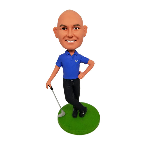 Playing Golf Man Custom Bobbleheads With Engraved Text