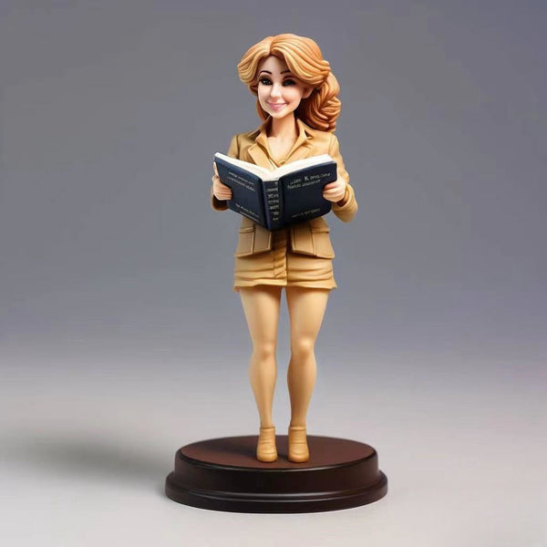 Customized bobblehead doll of a single beauty reading the Bible