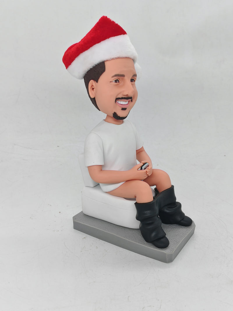 Christmas Man Sitting On Toilet  Custom Bobblehead 2023c