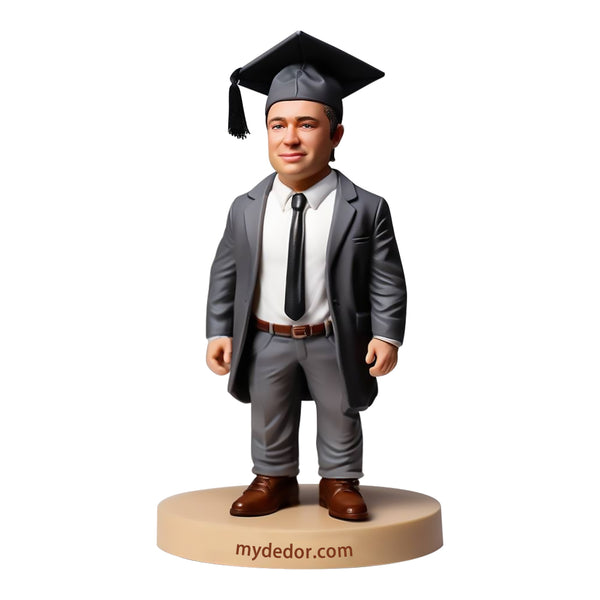 Customized graduate male bobblehead doll with engraved text