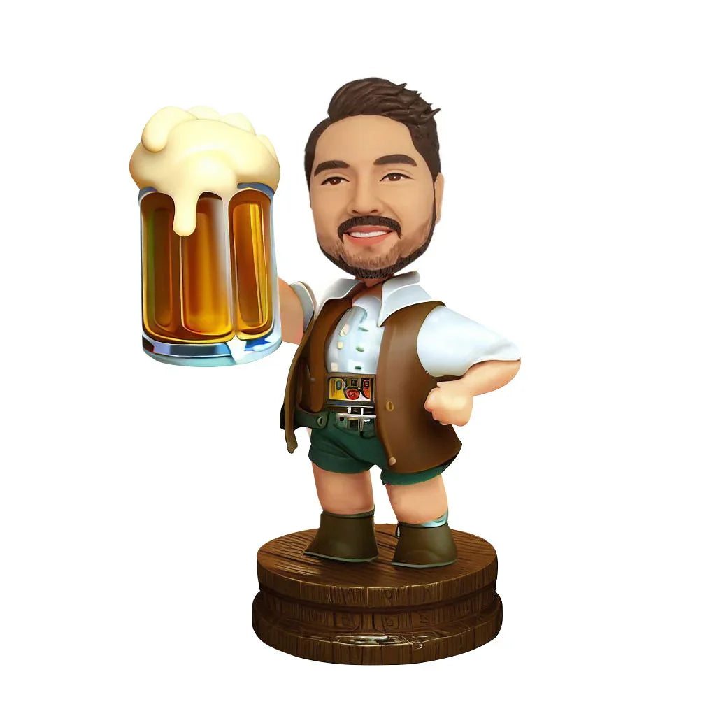Customized Oktoberfest beer drinking men's gift handmade Bobblehead