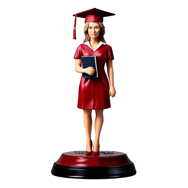Custom graduate female bobblehead doll with custom text