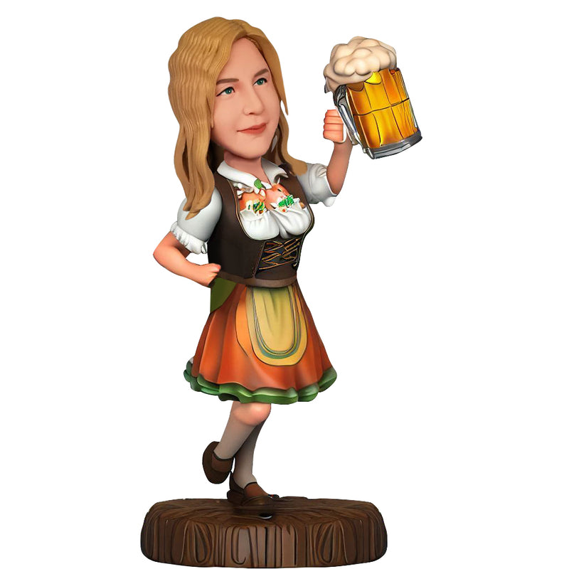 Customized Oktoberfest Beer Drinking Lady Bobblehead Handmade Souvenirs
