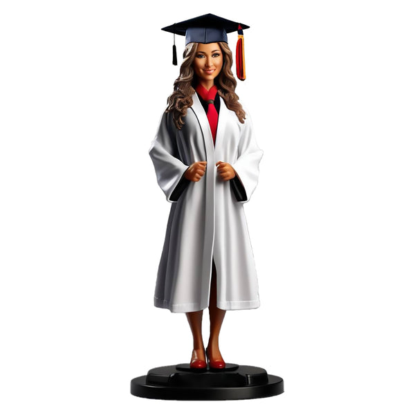 Customized graduate bachelor female bobblehead doll with custom text 的副本