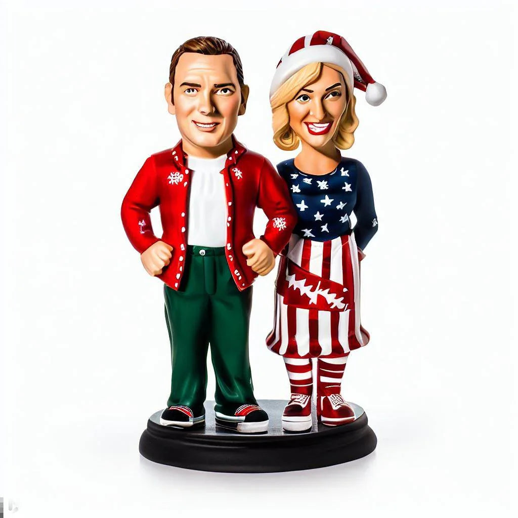 Merry Christmas Series 1 - Custom Bobblehead Family Gift Double Heads Custom Lettering