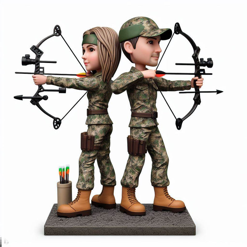Customized two hunter bobbleheads hunting back to back