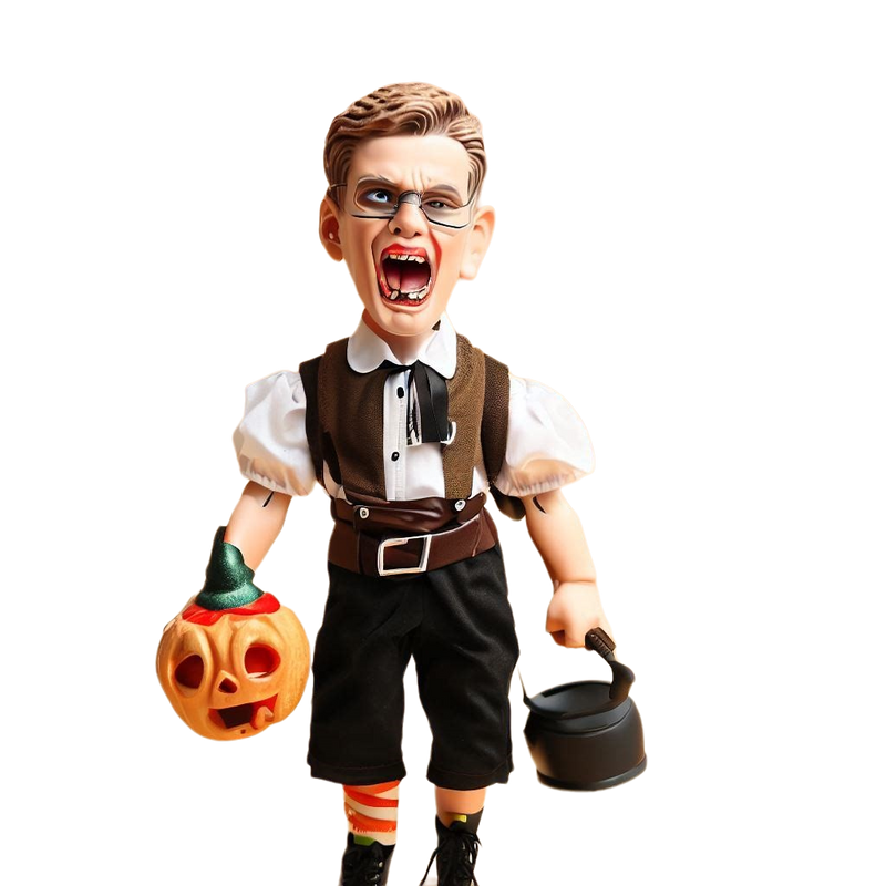 Halloween zombie jack-o-lantern man custom bobblehead doll with custom text