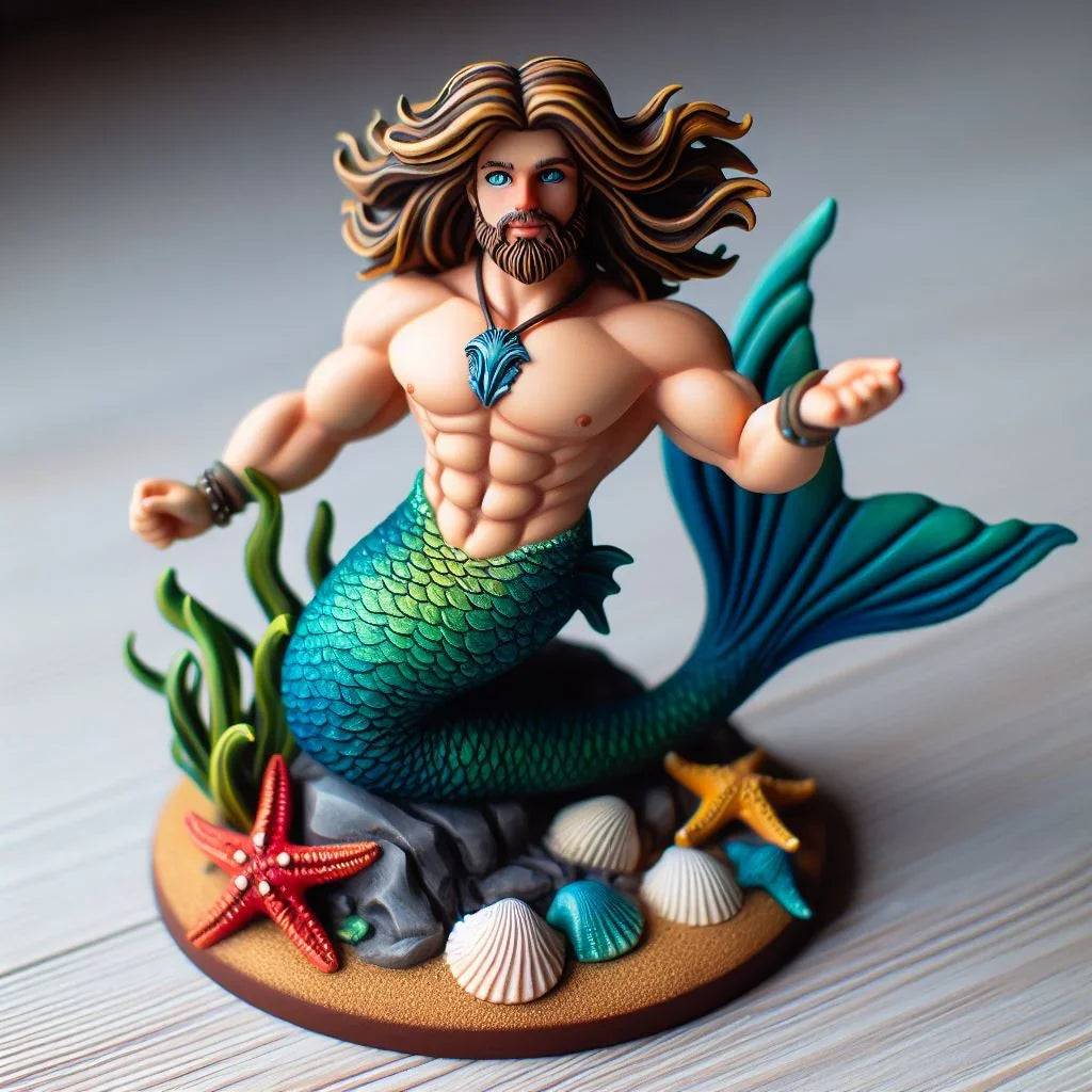 Custom Man Mermaid Hand Carved Bobblehead Figure