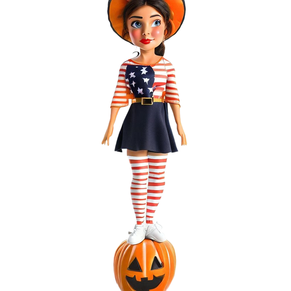 Halloween Custom European Pumpkin Girl Noggle Figure with Custom Text