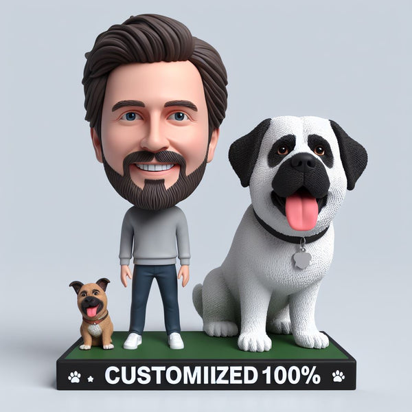 Custom100% Man And  Dogs Bobblehead