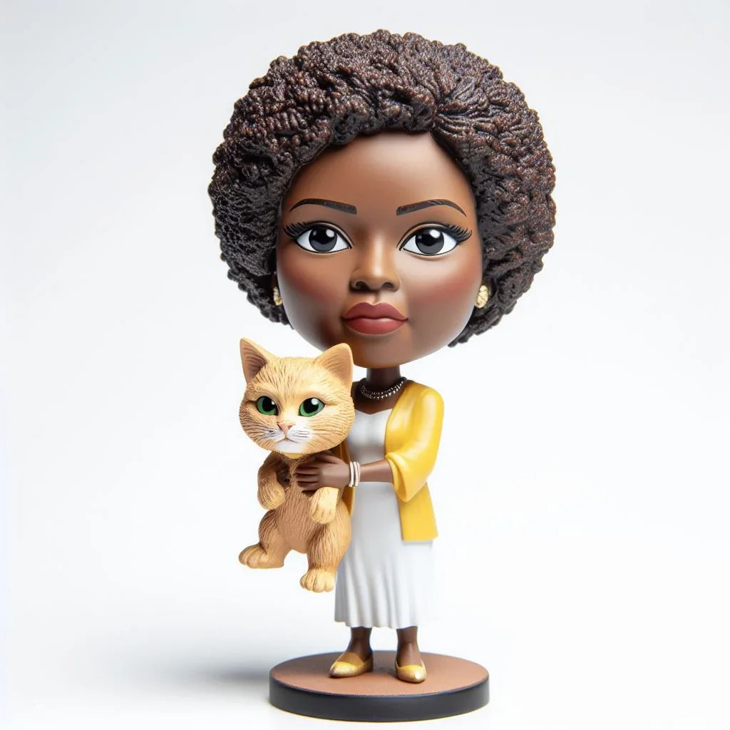 Custom100% Lady And  Cats Bobblehead