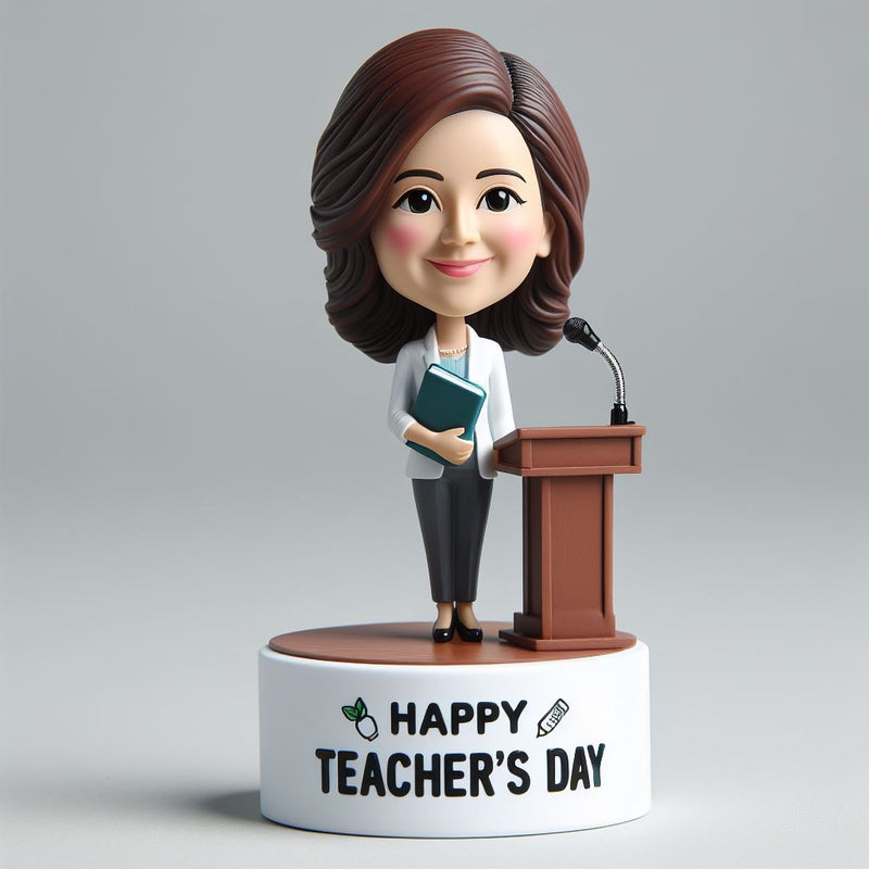 Teachers' Day Custom Female Teacher Bobbleheads With Engraved Text