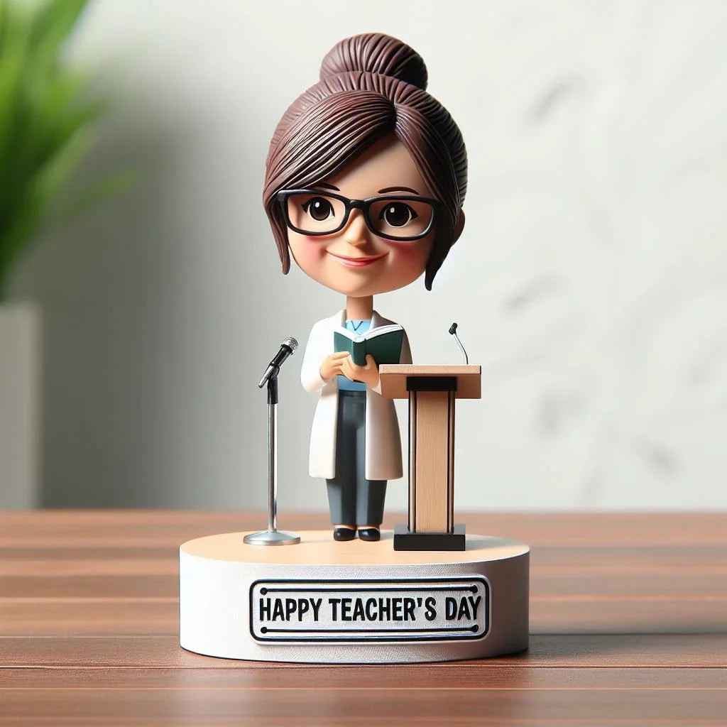 Teachers' Day Custom Female Teacher Bobbleheads With Engraved Text