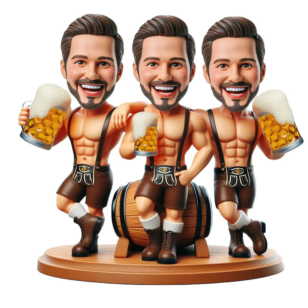 Three men drinking beer at the beer festival Mydedor custom bobblehead 7