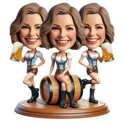 Three women drinking beer at the beer festival Mydedor custom bobblehead 7