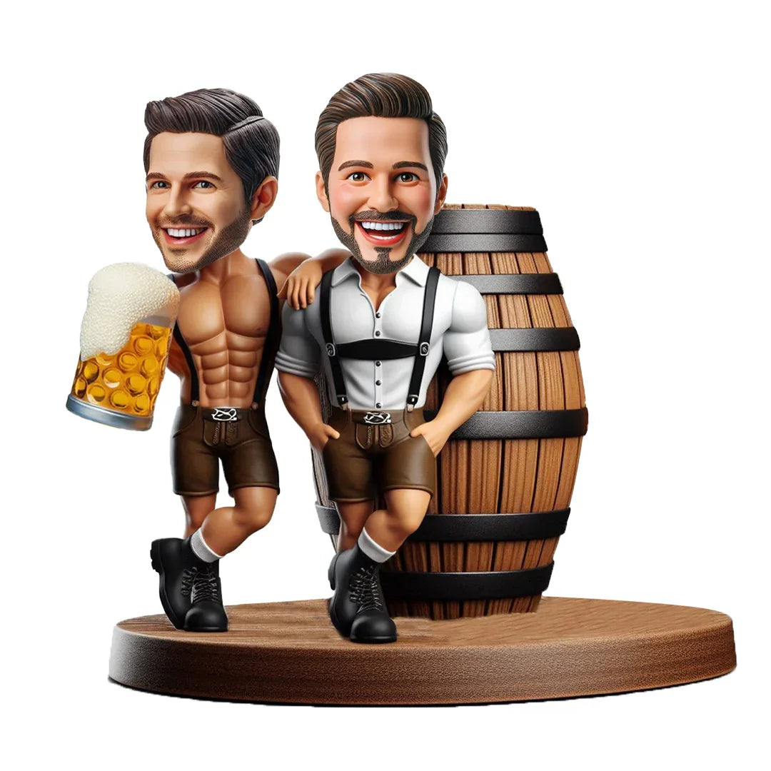 Two men drinking beer at Oktoberfest Mydedor custom bobblehead dolls 6