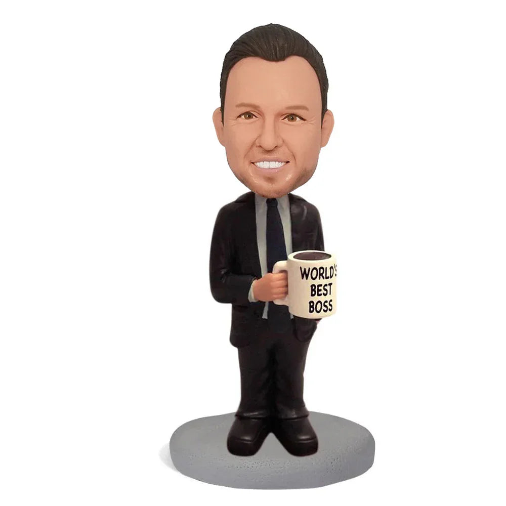 WORLD'S BEST BOSS Custom Bobblehead With Engraved Text