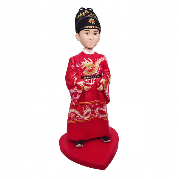 訂製中國傳統服飾風格單人搖頭娃娃，古典漢服娃娃，搖頭公仔，古裝泥人