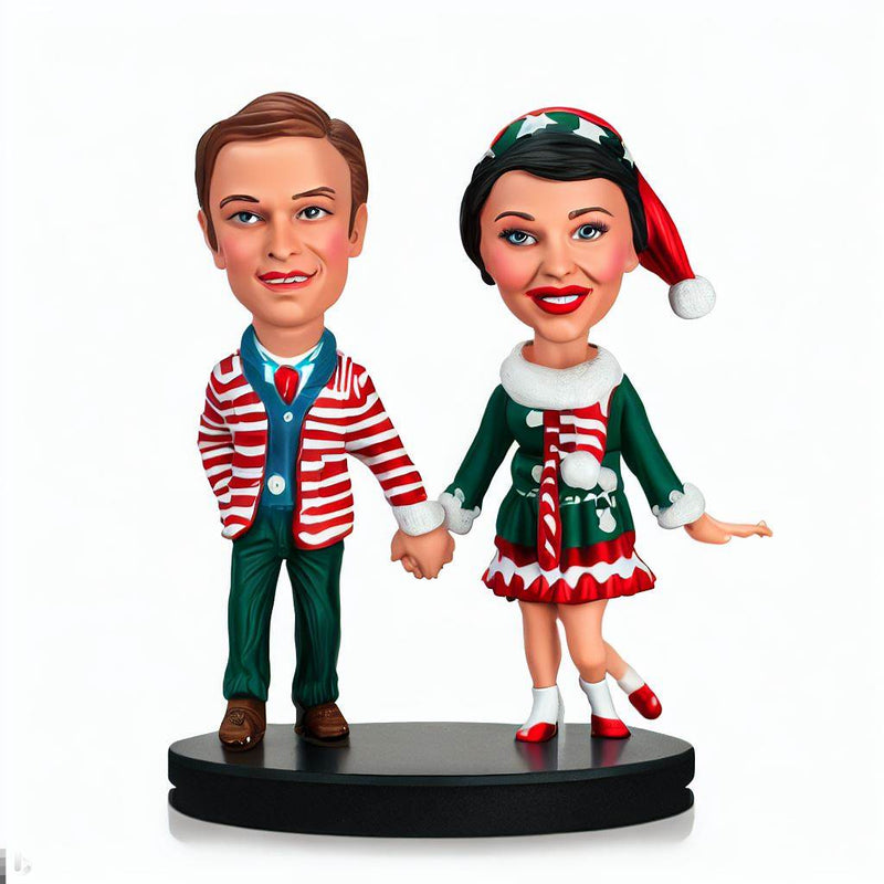 Merry Christmas Series 3 - Custom Bobblehead Family Gift Double Heads Custom Lettering