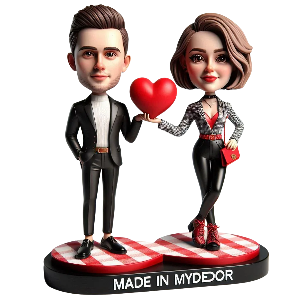 Valentine's Day Gift Custom Bobbleheads with Love Couple Bobbleheads