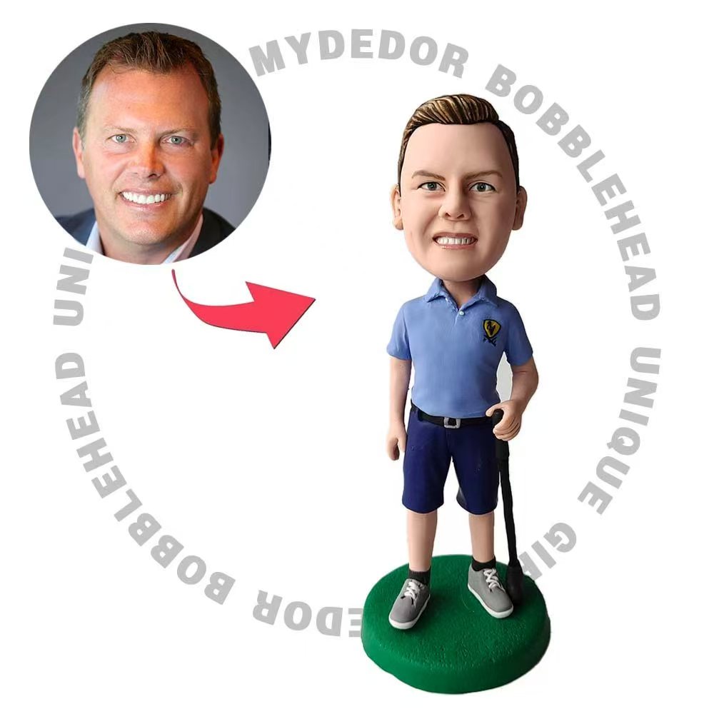 Cool Golfer Male Custom Bobblehead With Engraved Text