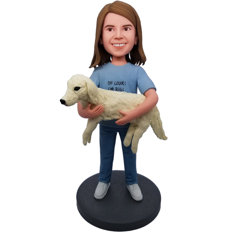 Custom100% Lady And  Dogs Bobblehead