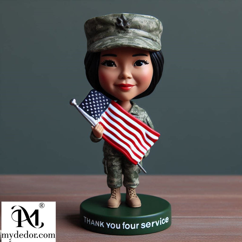 Customized bobblehead doll for Independence Day, engraved with text, customized head, leave a message to choose the shape