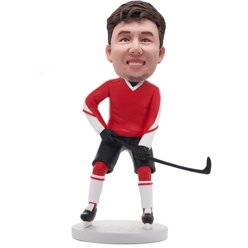 Hockey Player In Red Clothes Custom Bobblehead - Mydedor Bobblehead and Custom gifts Shop