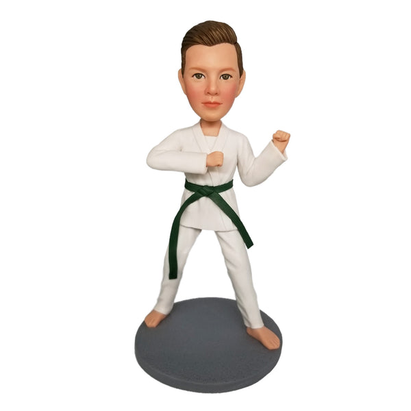 Taekwondo niveau 6 ceinture verte personnalisé Bobblehead