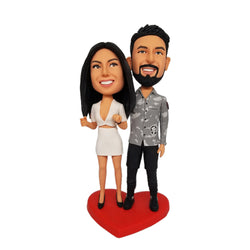 Anniversary Gift Modern Couple In Formal Wear Custom Bobblehead With Engraved Text