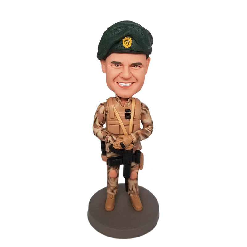 Male Soldier Custom Bobblehead With Engraved Text