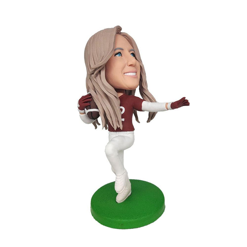 Beautiful woman throwing rugby BOBBLEHEAD - Mydedor Bobblehead and Custom gifts Shop