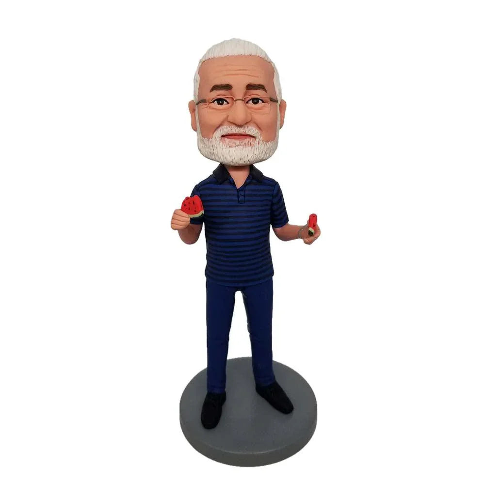 Man eating watermelon Custom Bobble head - Mydedor Bobblehead and Custom gifts Shop