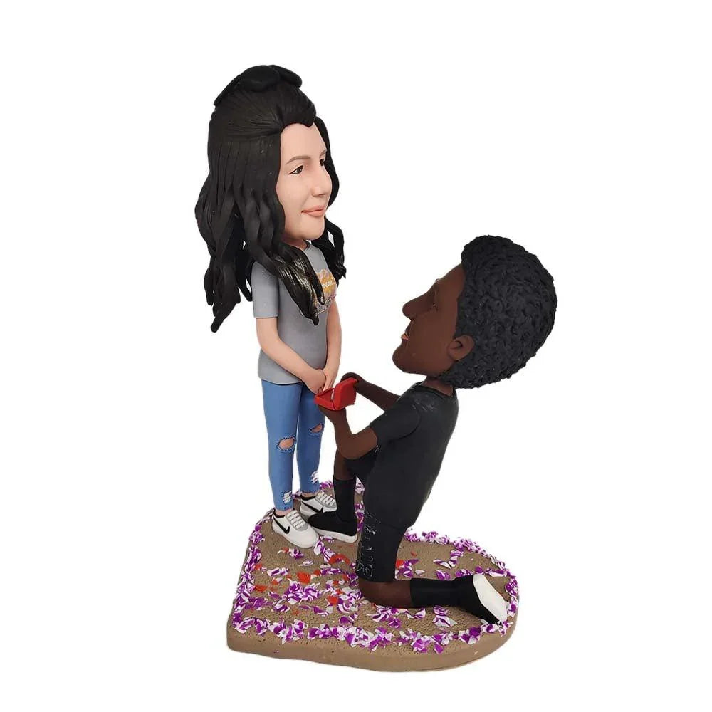 Kneel Down On One Knee To Propose Couple Custom Bobblehead - Mydedor Bobblehead and Custom gifts Shop