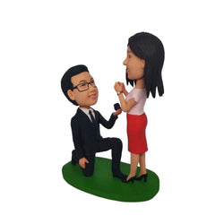Kneel Down On One Knee To Propose Couple Custom Bobblehead - Mydedor Bobblehead and Custom gifts Shop