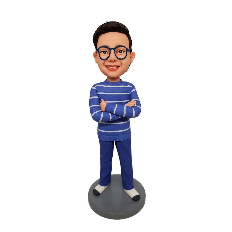 Casual boy with glasses Custom Bobble head - Mydedor Bobblehead and Custom gifts Shop