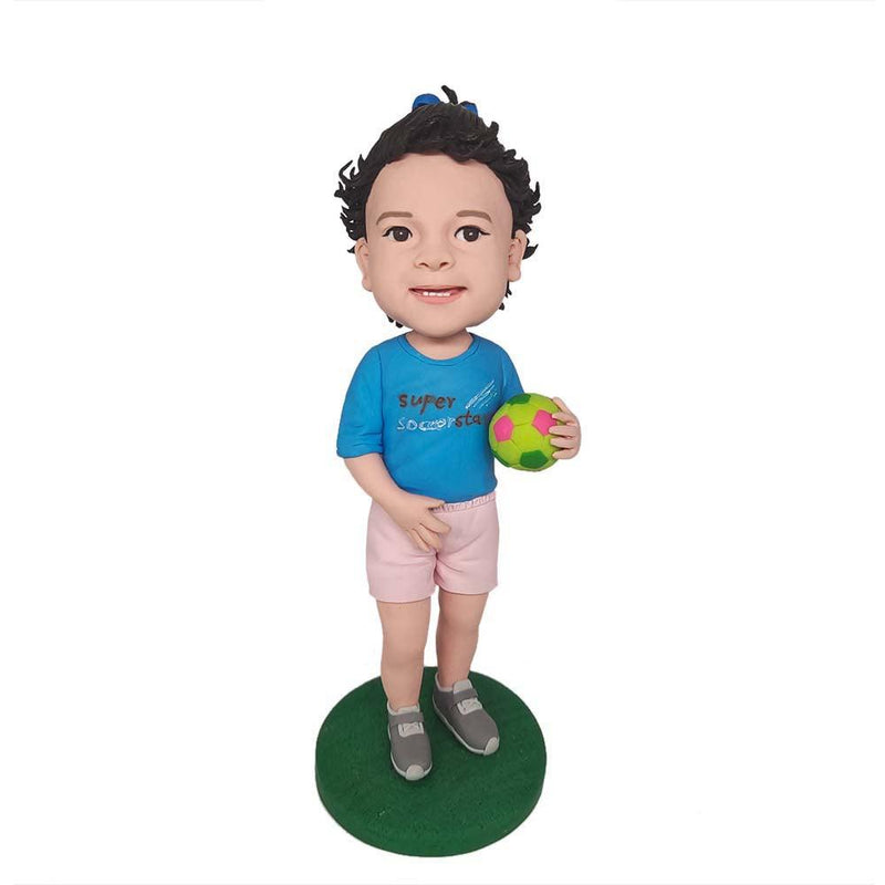 Kid holding a soccer Custom Bobblehead - Mydedor Bobblehead and Custom gifts Shop