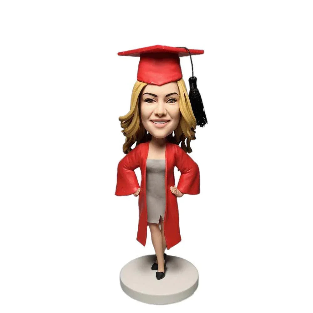 Red Graduation BOBBLEHEAD - Mydedor Bobblehead and Custom gifts Shop