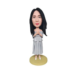 Beauty in light blue dress Custom Bobblehead - Mydedor Bobblehead and Custom gifts Shop