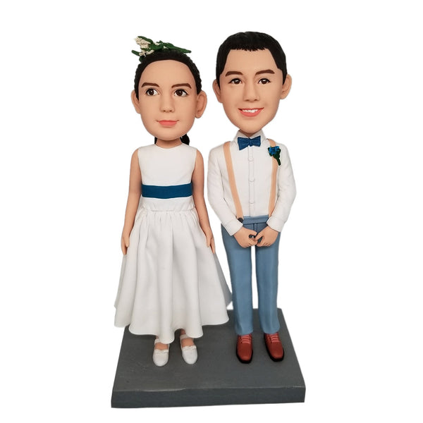 Handsome Brother And Cute Sister Custom Bobblehead With Engraved Text