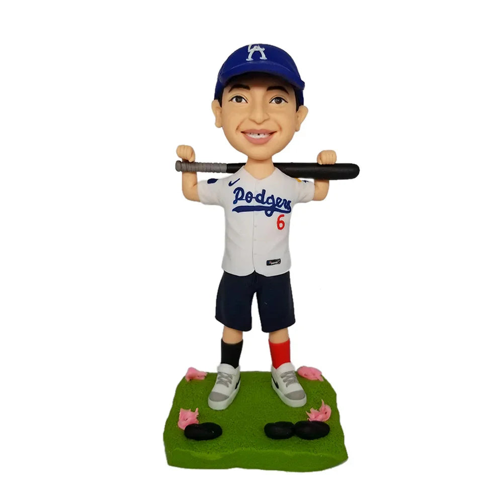 Baseball Batsman With Baseball Bat Custom Bobblehead With Engraved Text