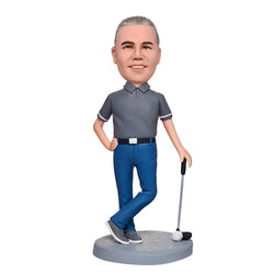 Cool Golfer Male Custom Bobblehead With Engraved Text