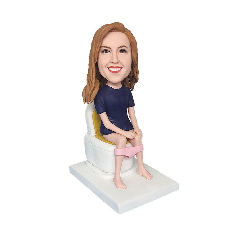 Woman Sitting On The Toilet BobbleHead - Mydedor Bobblehead and Custom gifts Shop