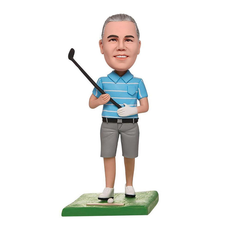 Male Golfer Posing Custom Bobblehead With Engraved Text - Mydedor Bobblehead and Custom gifts Shop
