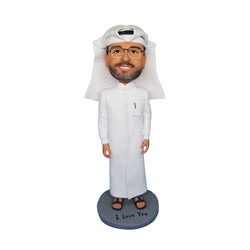 Man Dressed In Arab Garb Custom Bobblehead With Engraved Text - Mydedor Bobblehead and Custom gifts Shop