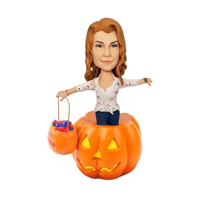 Halloween Pumpkin Woman bobble head - Mydedor Bobblehead and Custom gifts Shop