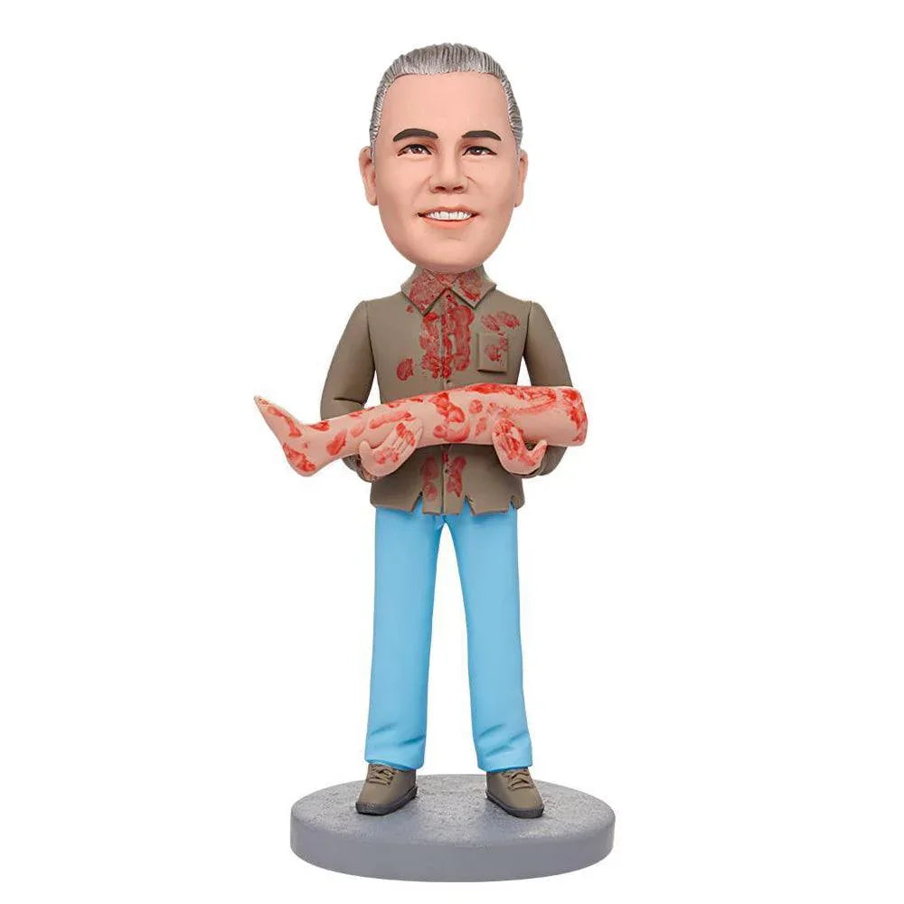 Halloween A Zombie Eating An Arm Custom Bobblehead With Engraved Text - Mydedor Bobblehead and Custom gifts Shop