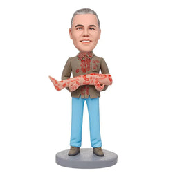 Halloween A Zombie Eating An Arm Custom Bobblehead With Engraved Text - Mydedor Bobblehead and Custom gifts Shop