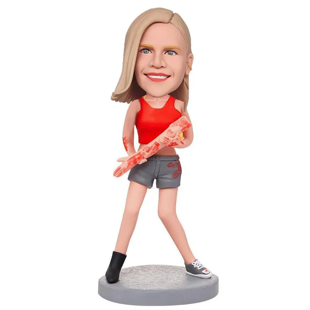 Halloween A Zombie Eating A Thigh Custom Bobblehead With Engraved Text - Mydedor Bobblehead and Custom gifts Shop