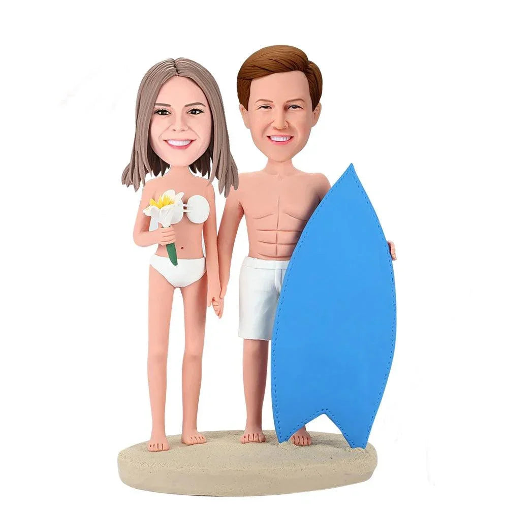 Surfing Couple Custom Bobblehead - Mydedor Bobblehead and Custom gifts Shop